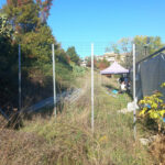 Vista del campo sportivo di Montespaccato in stato di abbandono