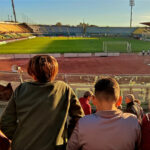 Il campo da gioco dello stadio Armando Picchi di Livorno visto dalla Curva Nord, durante la partita US Livorno - Tau Altopascio.